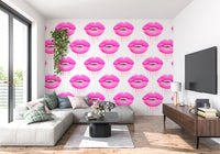 Playful energy lifts a Living room through the Fuchsia Kiss Pop wall mural