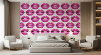 Guests at the Bedroom meet vivid magenta on this Pink Pout Pop wall mural