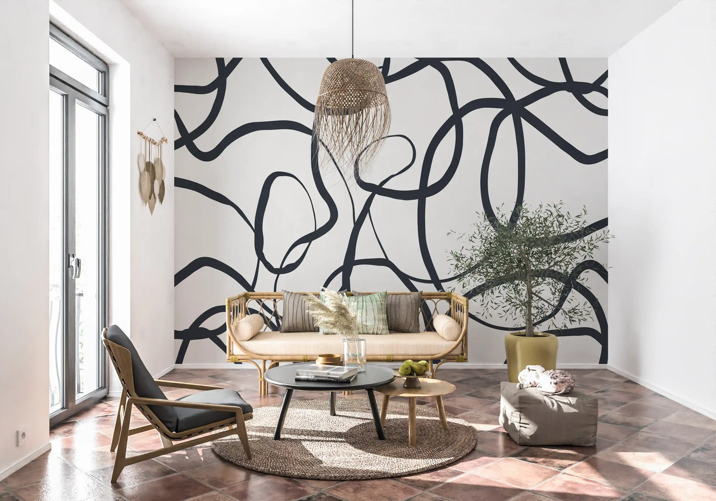Abstract Serpentine Lines Wall Mural
