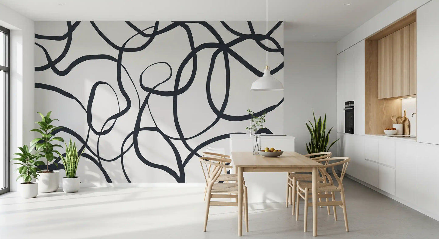 Abstract Serpentine Lines Wall Mural