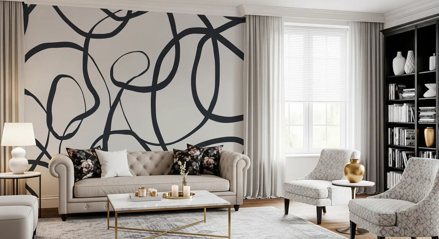 Abstract Serpentine Lines Wall Mural
