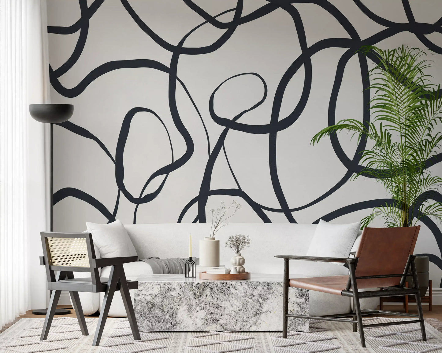Abstract Serpentine Lines Wall Mural
