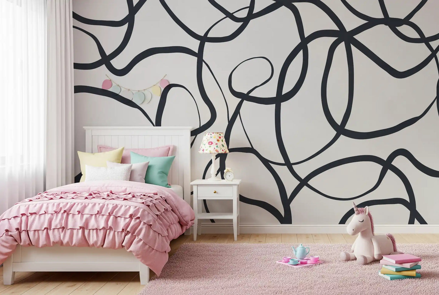 Abstract Serpentine Lines Wall Mural