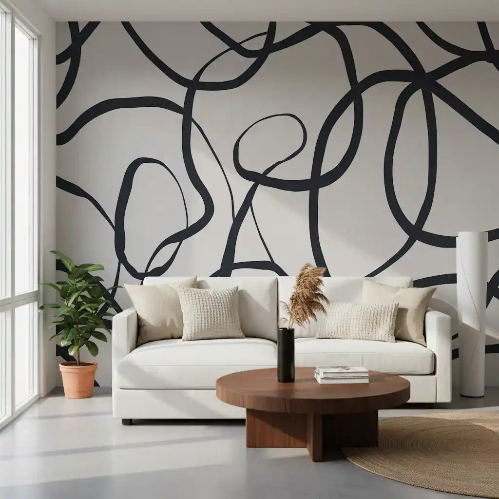 Abstract Serpentine Lines Wall Mural