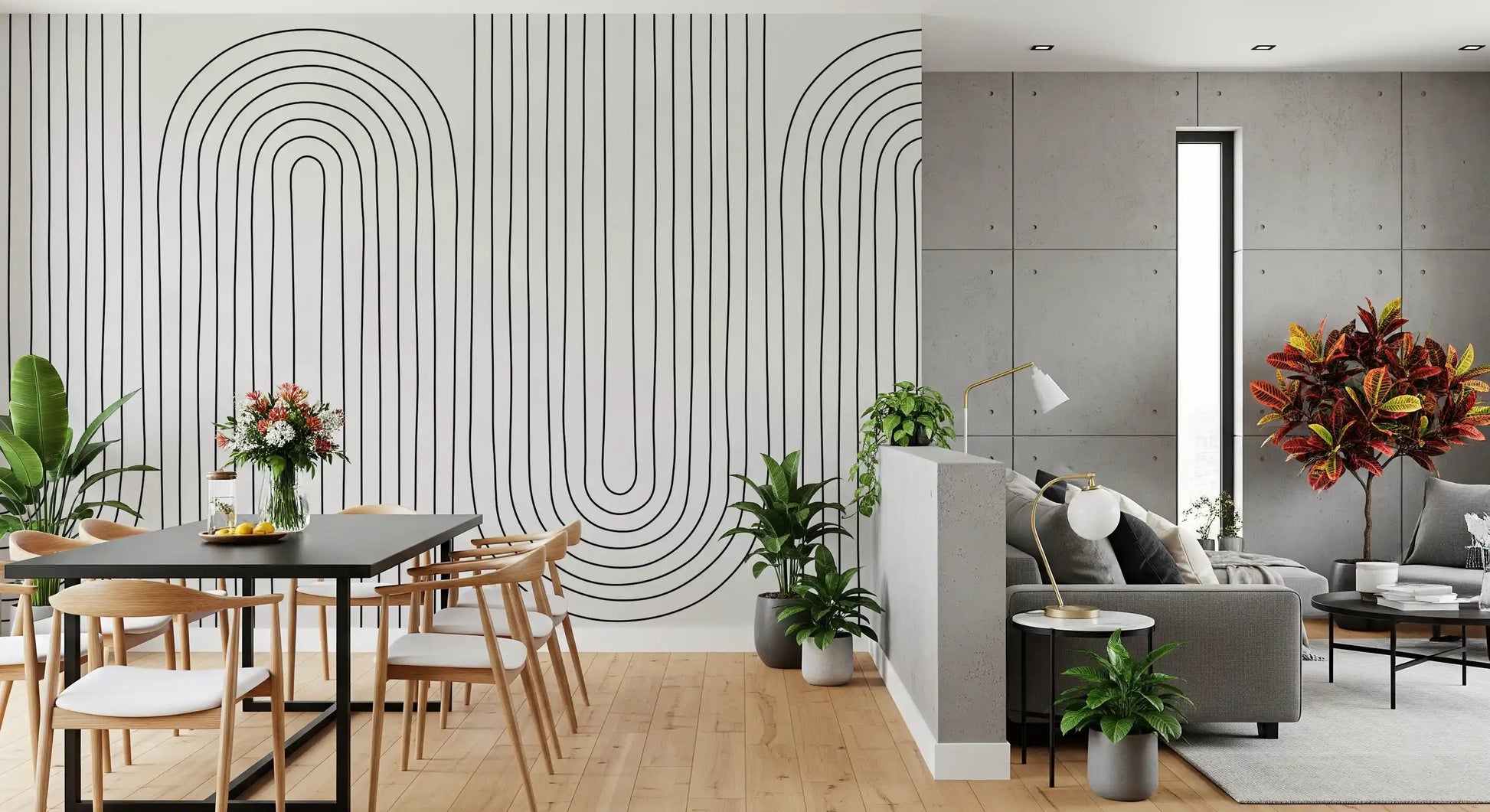 Variable heights of curved arches define the Subtle Arch Rhythm wall mural.