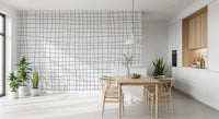 Dining room Fluid Grid Pattern wall mural with clean grid line styling