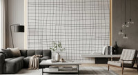 Living room Fluid Grid Pattern wall mural with soft irregular line structure