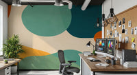 Abstract flow wall mural with calm curves and muted color overlap