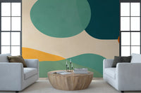 Office room Mid-Century Abstract Flow wall mural with balanced retro forms