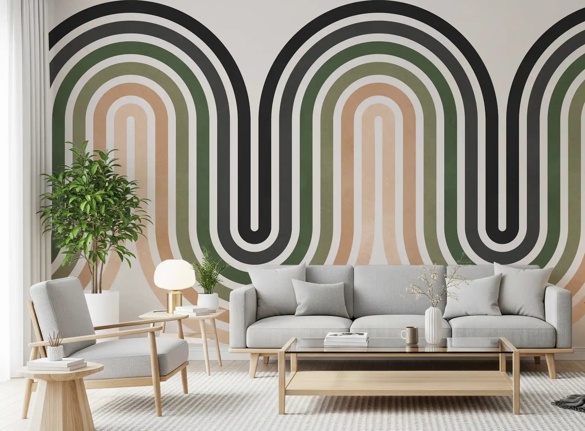 Office room Organic Rhythm Curves wall mural with bold wavy line rhythm