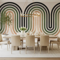 Dining room wall mural featuring Organic Rhythm Curves in earthy tones