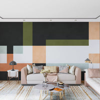 Geometric Layers wall mural with structured forms and balanced contrast