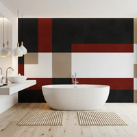 Bathroom Bold Block Fusion wall mural with structured abstract panels