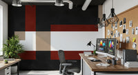 Geometric wall mural in Bold Block Fusion style with beige and white blocks