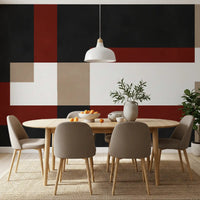 Dining room wall mural featuring Bold Block Fusion linear block artwork
