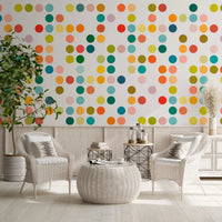 Hallway Mid-Century Dot Medley wall mural in playful dot styling