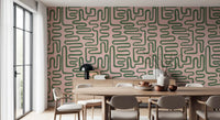 Dining room Soft Flow Maze Wall Mural with modern abstract pattern rhythm