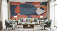 Living room Modernist Earthy Geometry Wall Mural with soft abstract structure