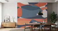 Dining room Modernist Earthy Geometry mural with curved panels and white space