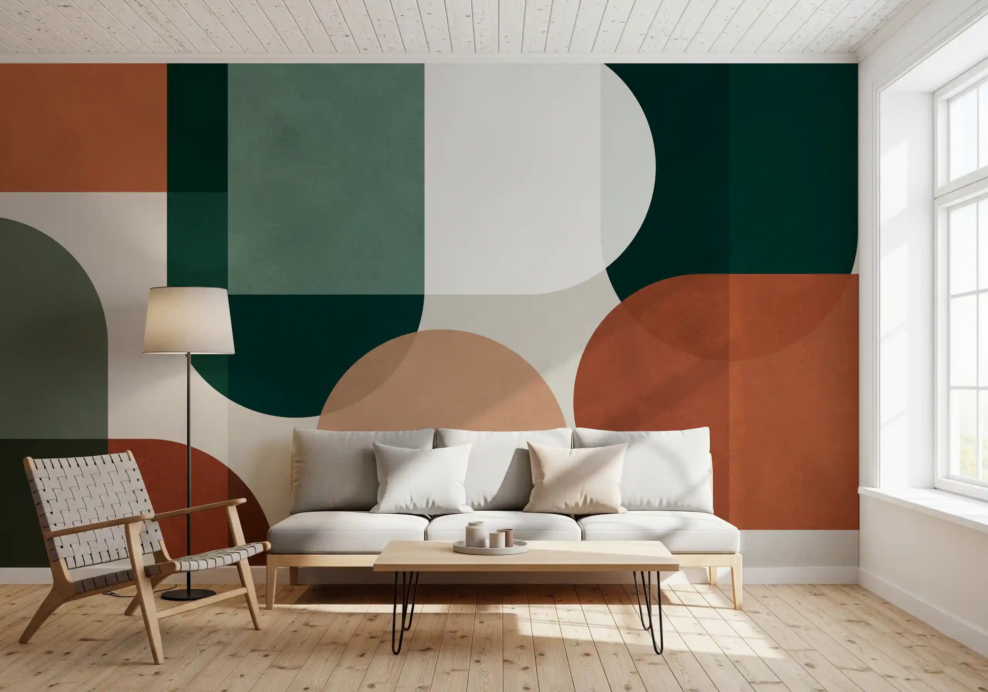 Hallway Modernist Earthy Geometry Wall Mural with soft abstract structure