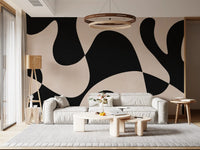 Living room Organic Flow Monochromatic Wall Mural in bold abstract styling