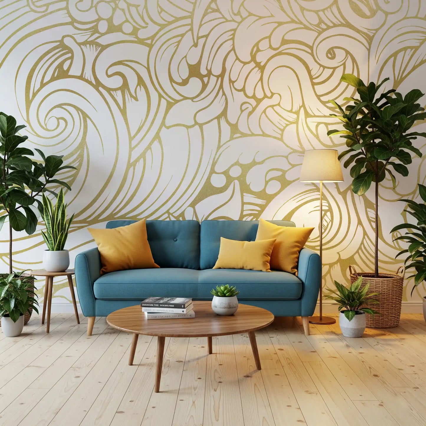 Gilded Organic Flow Wall Mural