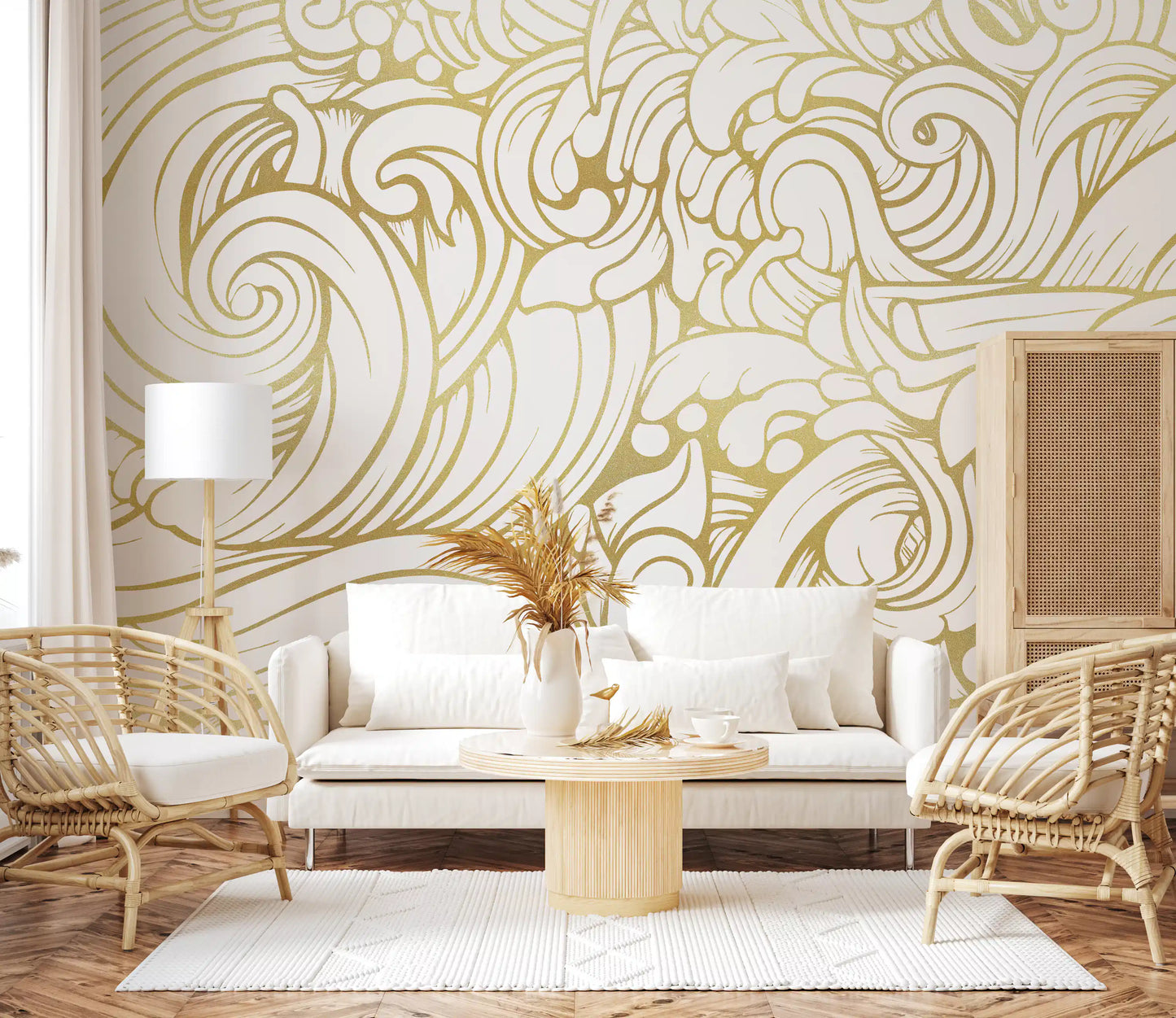 Gilded Organic Flow Wall Mural