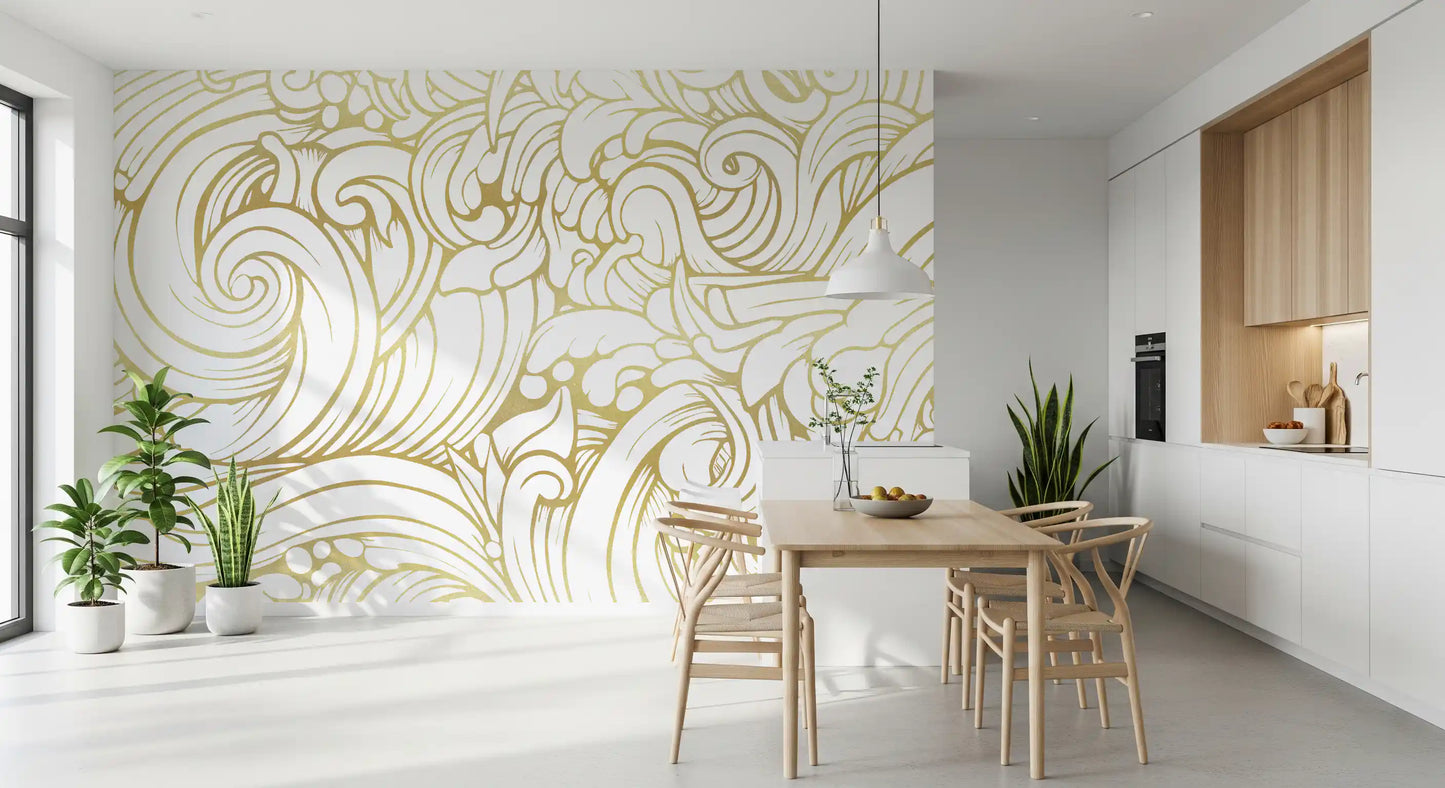 Gilded Organic Flow Wall Mural