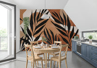 Dining room Leaf Flow Wall Mural featuring cream space and boho rhythm
