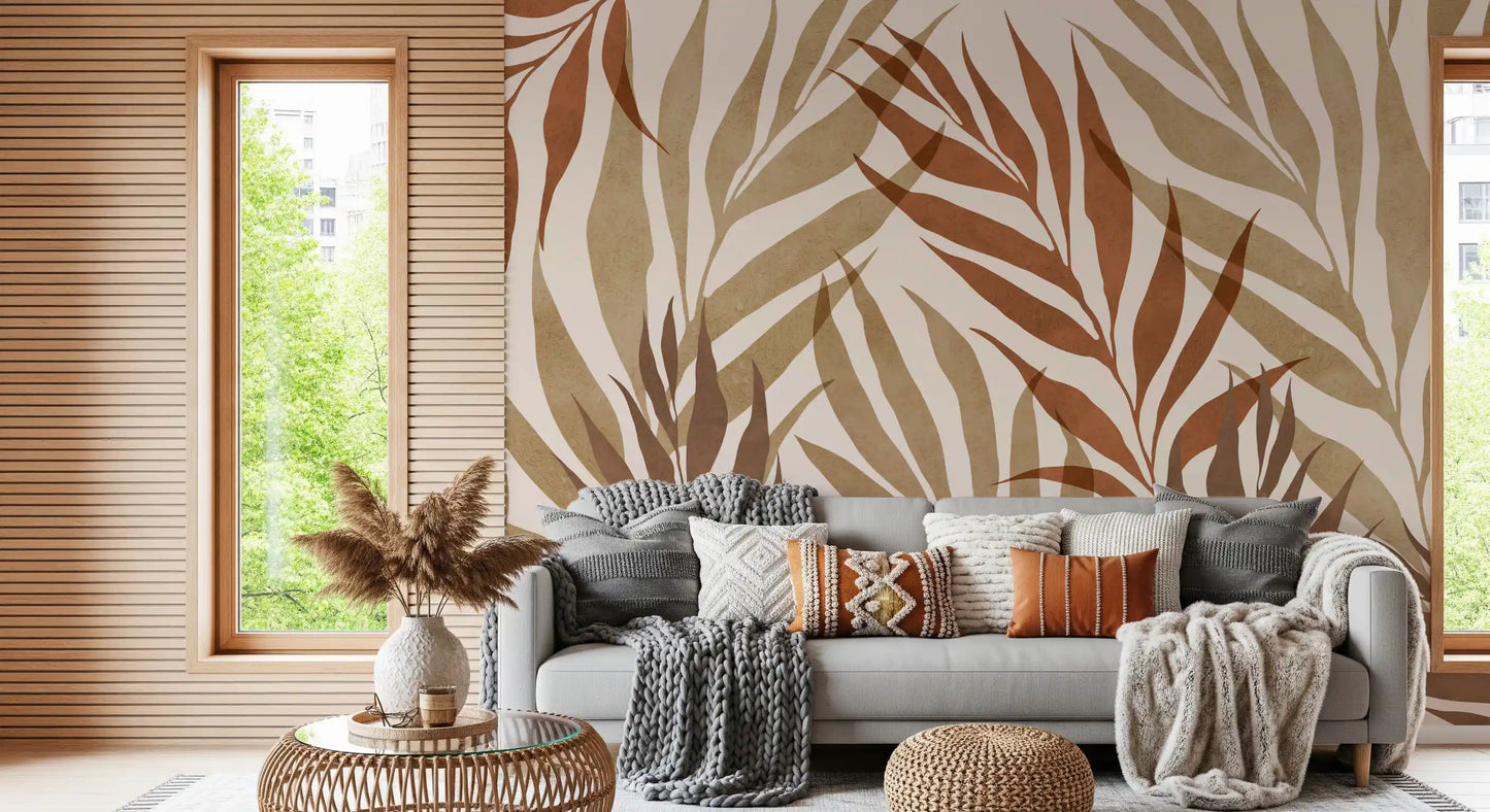 Earthy Botanical Layers Wall Mural