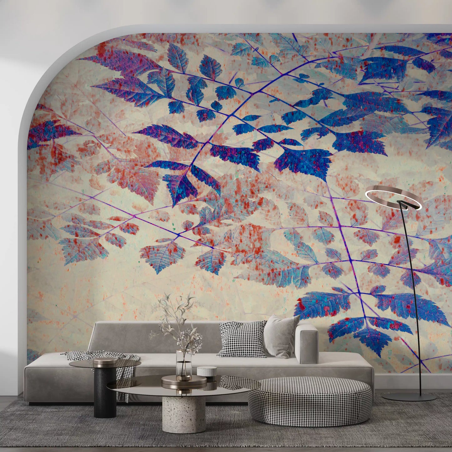 Indigo Foliage Wall Mural