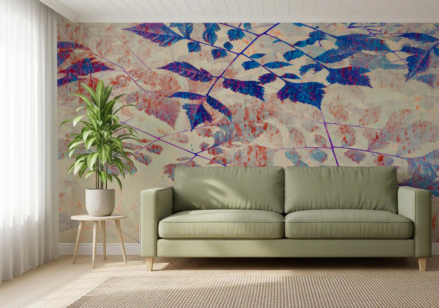 Indigo Foliage Wall Mural