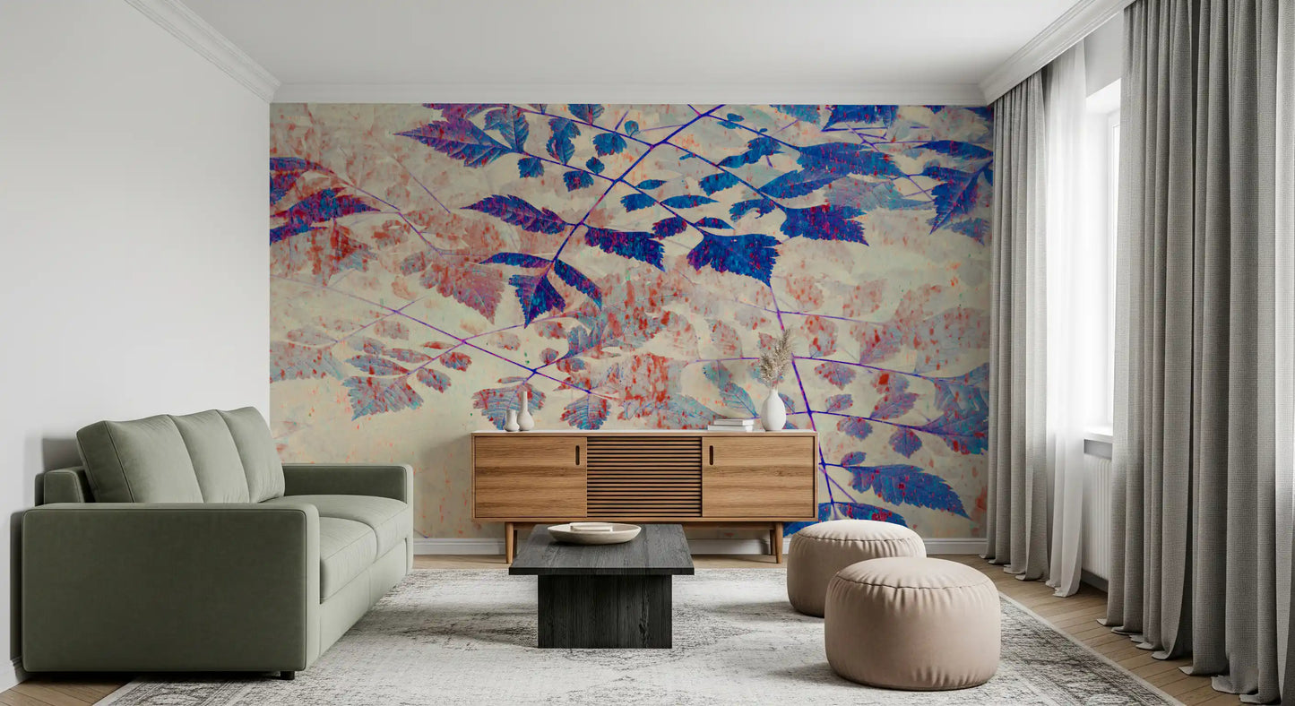 Indigo Foliage Wall Mural