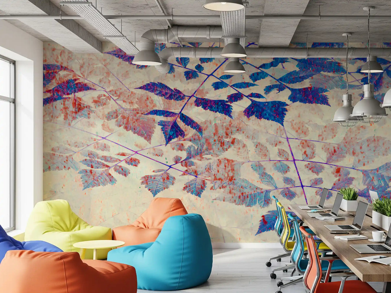 Indigo Foliage Wall Mural
