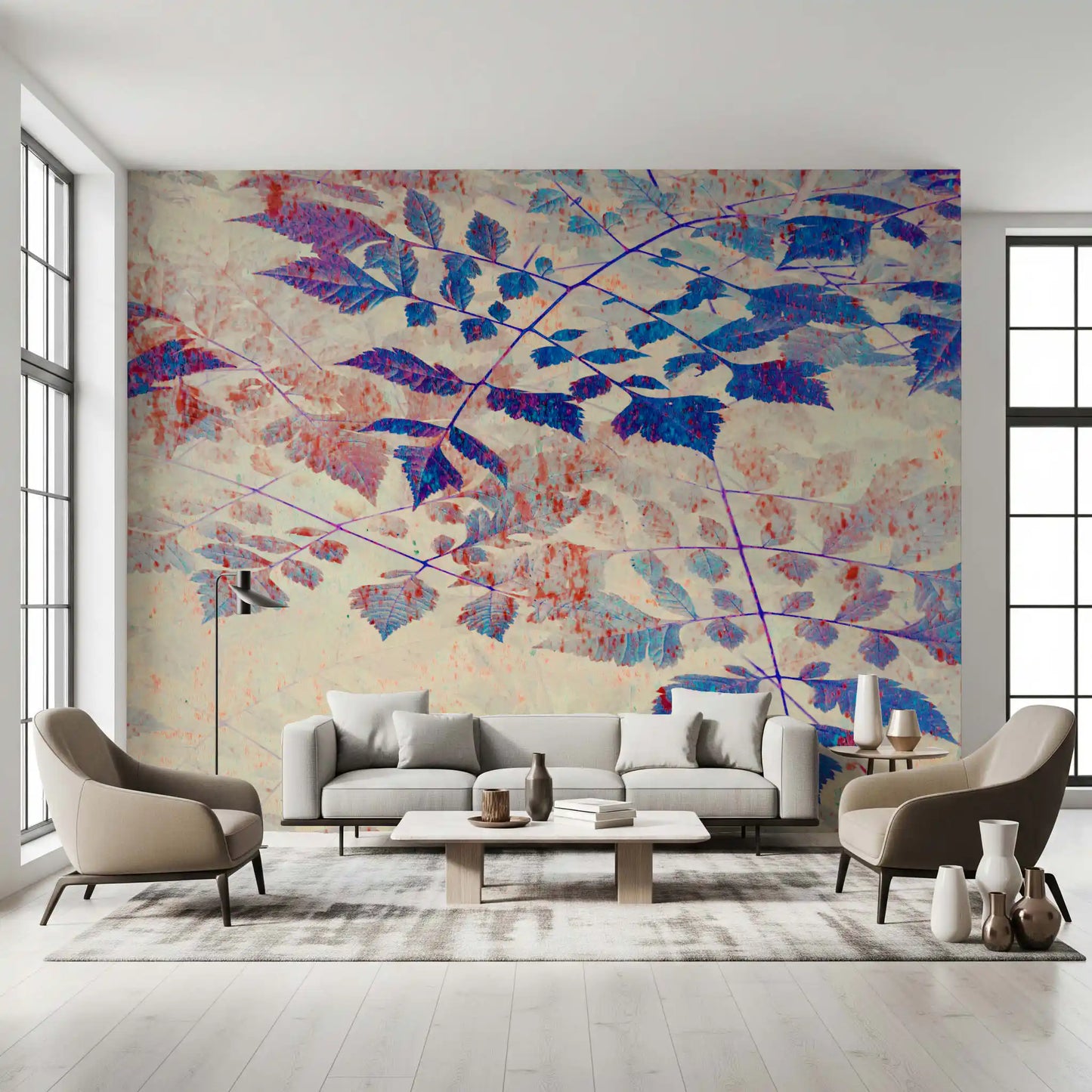 Indigo Foliage Wall Mural