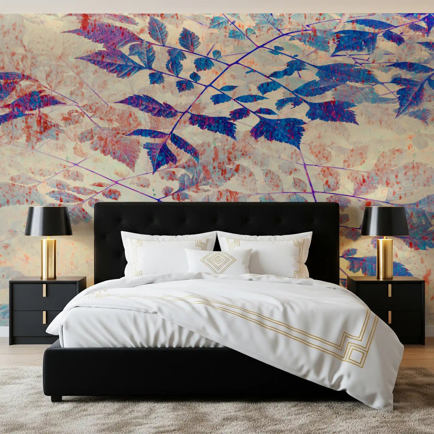 Indigo Foliage Wall Mural