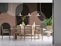 Golden Arches in Muted Hues Wall Mural with rounded overlays and dark shapes