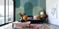 Custom wall mural with Emerald Arches and calm abstract movement