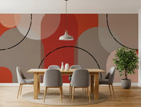 Dining room wall mural using bold earthen tones and rounded curve detail