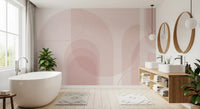Bathroom wall mural using Blush Arc Flow pattern and pale pink layers