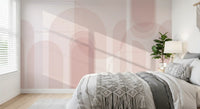 Pale pink wall mural carrying Arc Flow movement and Blush geometry