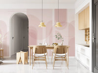 Soft abstract wall mural with Blush, Arc, and Flow design elements