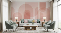 Blush Geometric Harmony Wall Mural with soft arch shapes and rose tones