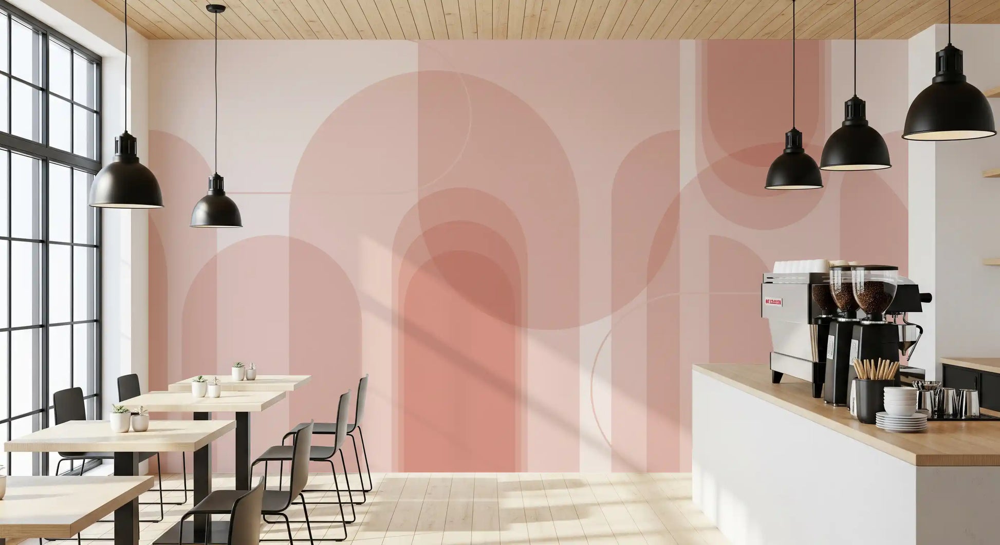 dining room wall mural with Blush Geometric Harmony and fine linework