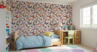 Flying Butterflies Earthy Tones Wallpaper with varied wings on a pale base