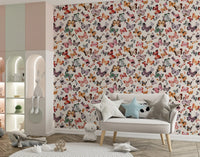 Nursery Earthy Butterfly wallpaper showing fluttering wings and warm colours