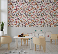 Garden butterfly wallpaper with fluttering shapes and muted painted detail