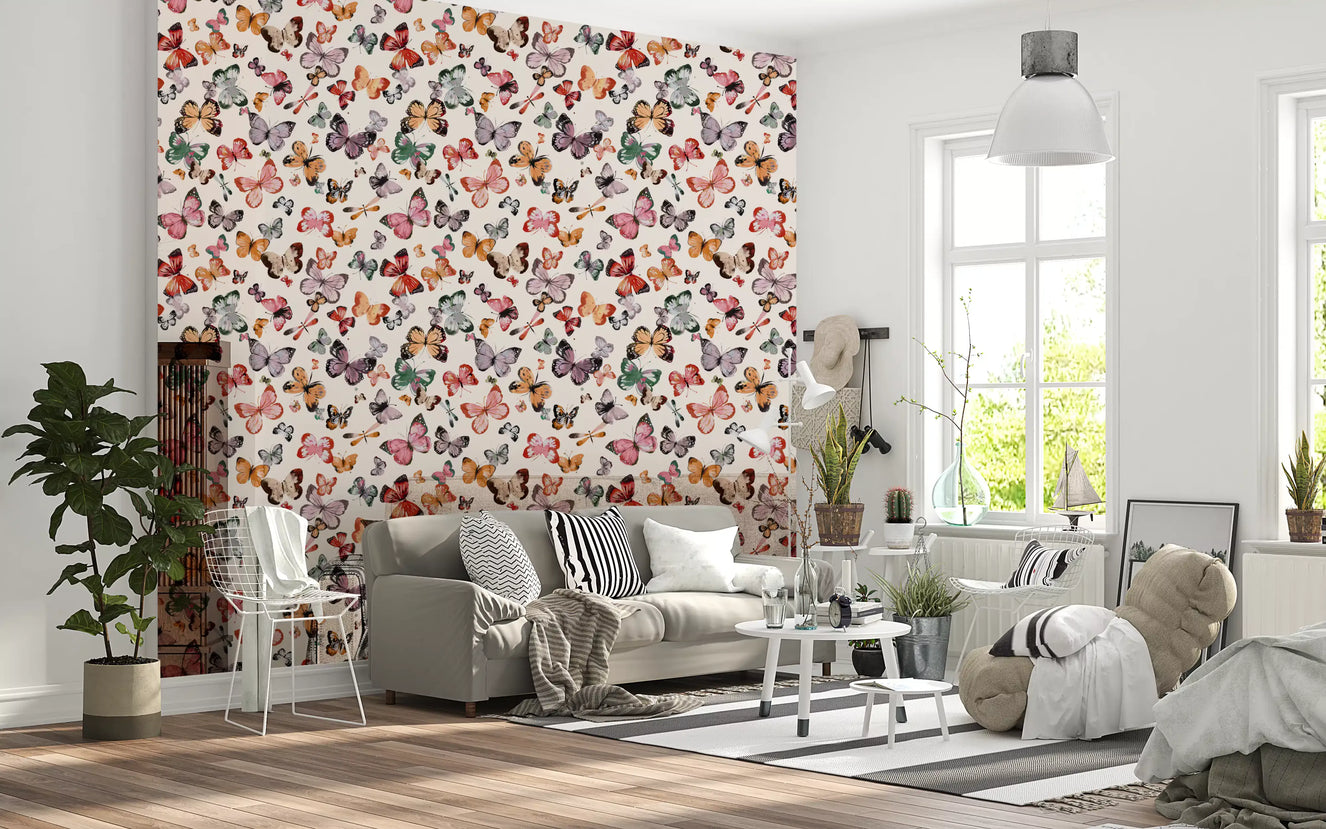 Flying butterflies Earthy tones Wallpaper⁠