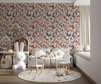Earthy tones wallpaper featuring orange, blush, brown, and green butterflies