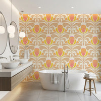Bathroom Melody Floral Wallpaper with pastel flower pattern detail